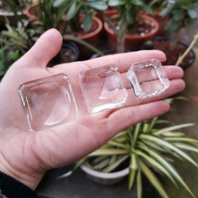 10Pcs Transparent Glass Square Dimple Crystal Ball Display Base Table Holder Stand Home Decor Ornaments Party Gift Paperweight