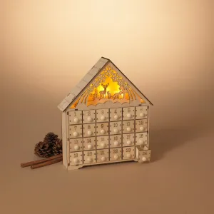 11.8 in. Laser Cut Wood Winter Scene Advent Calendar