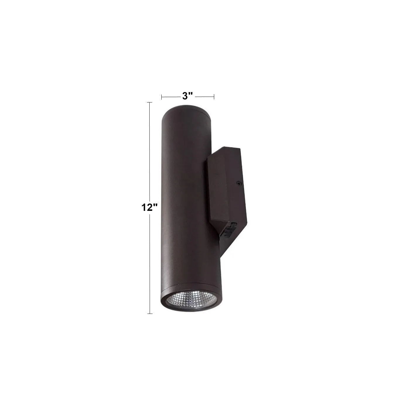 12 In 2 Lights LED Outdoor Cylinder Armed Sconce Up/Down Bronze Finish