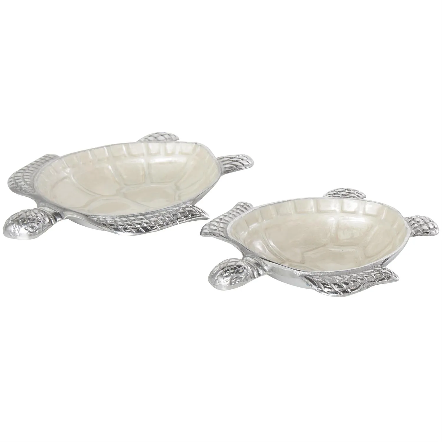 2pc Decorative Turtle Bowl Set in White