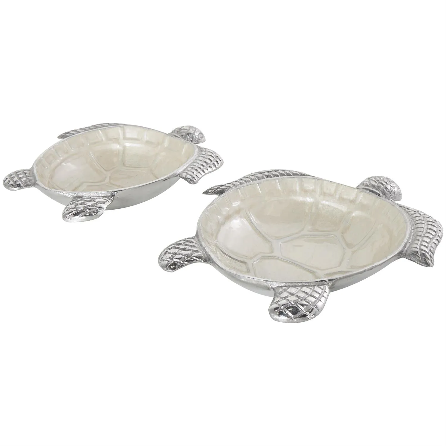 2pc Decorative Turtle Bowl Set in White