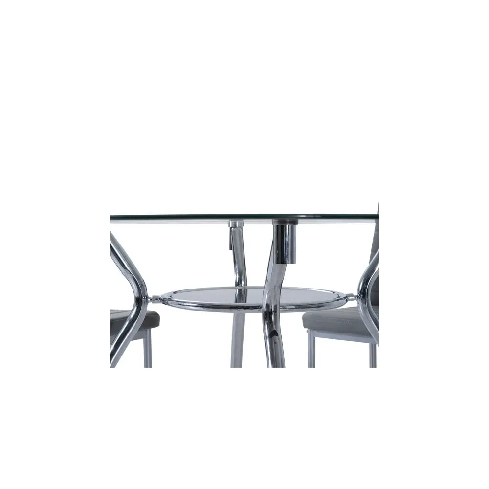 5Pcs Tempered Glass Metal Dining Set Table Chairs Contemporary Modern Furniture-Grey