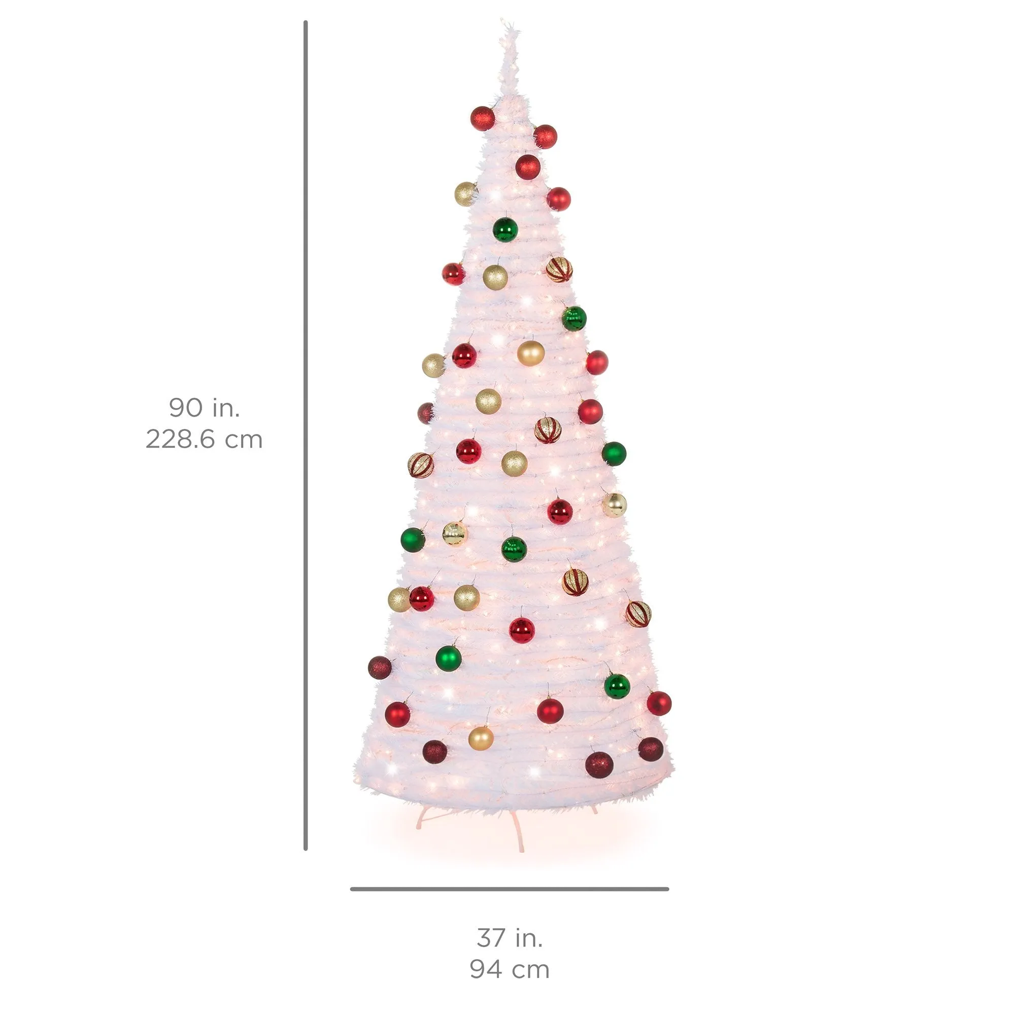 7.5ft Pre-Lit Pop-Up Artificial Christmas Tree w/ 450 Lights, Stand