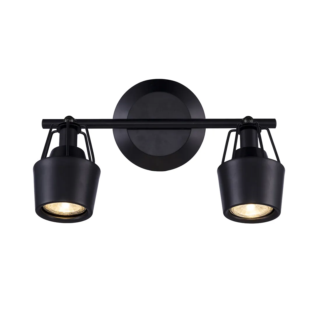 8765 2 Light Wall Light in Black