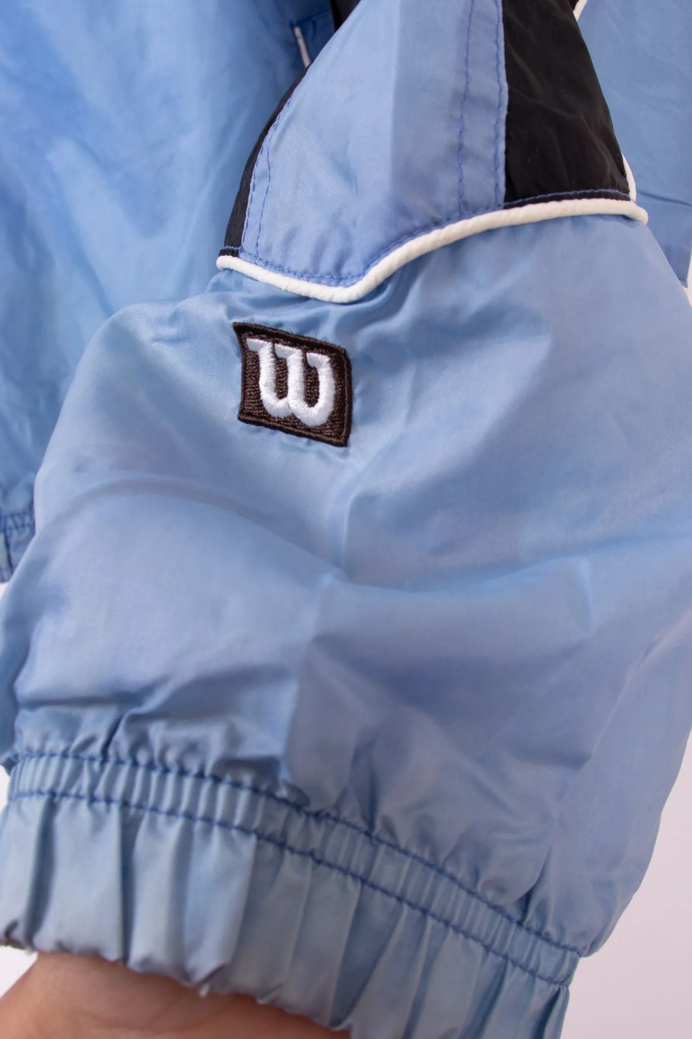 90s Wilson Light Blue and Black Windbreaker