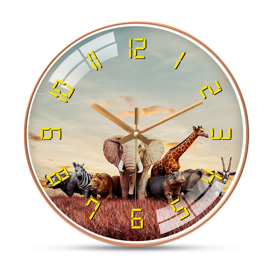 African safari animals wall clock