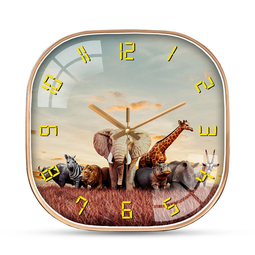 African safari animals wall clock