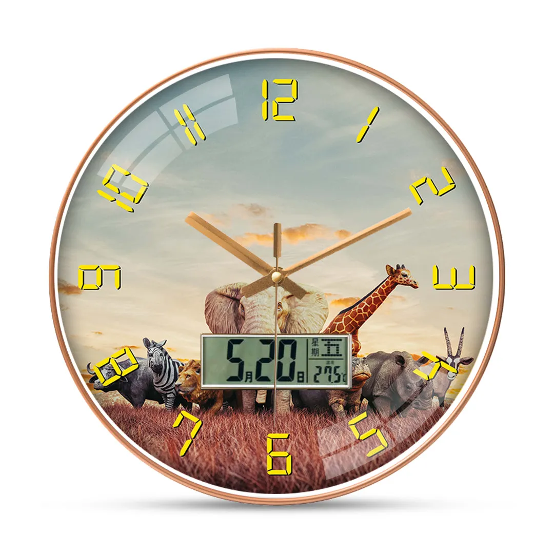 African safari animals wall clock