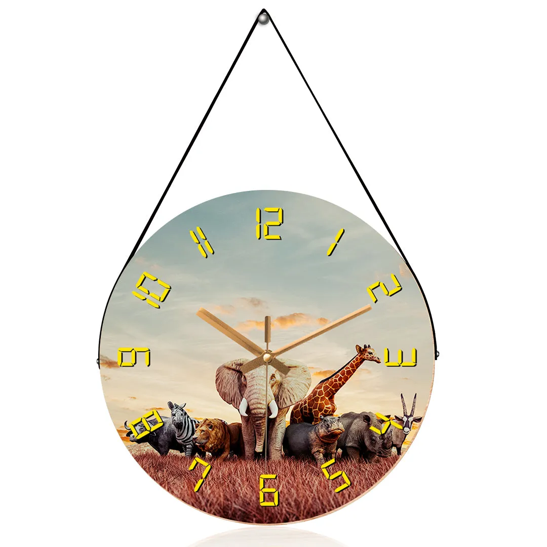 African safari animals wall clock