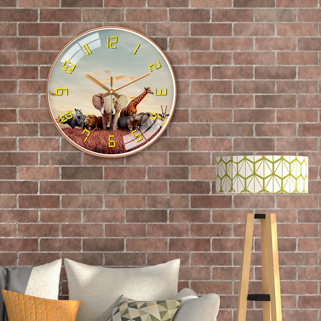 African safari animals wall clock