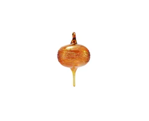 Amber Glass Ornament with Gold Wrap