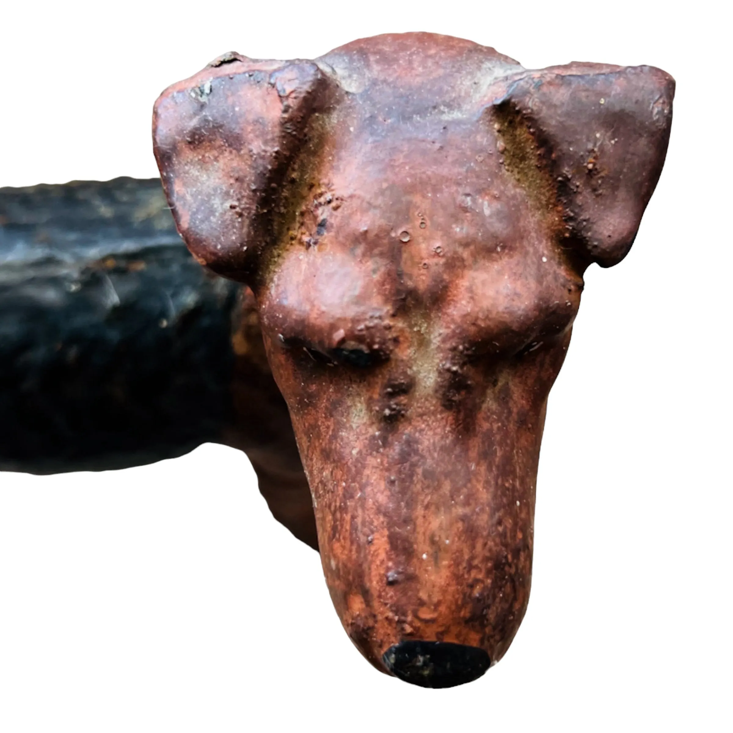 Antique Fox Terrier Cast Iron Doorstop Statue