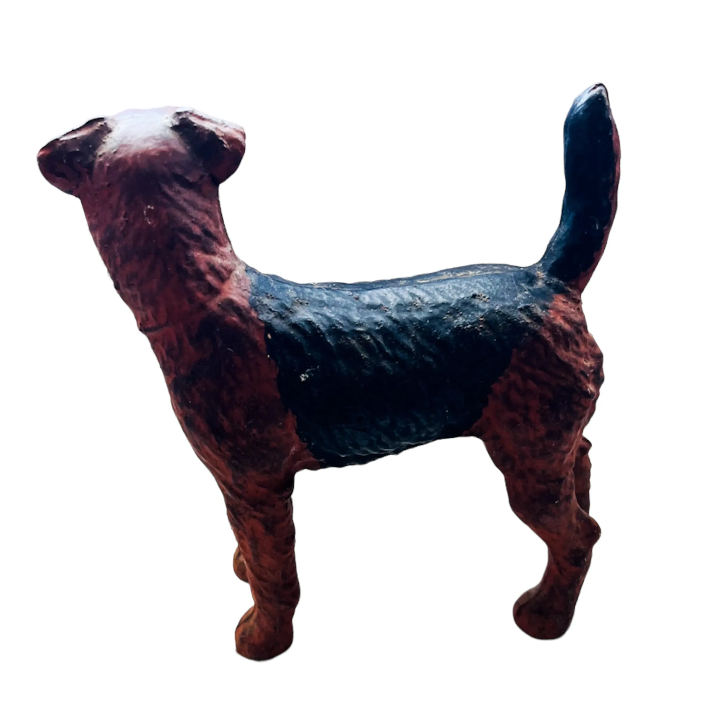 Antique Fox Terrier Cast Iron Doorstop Statue