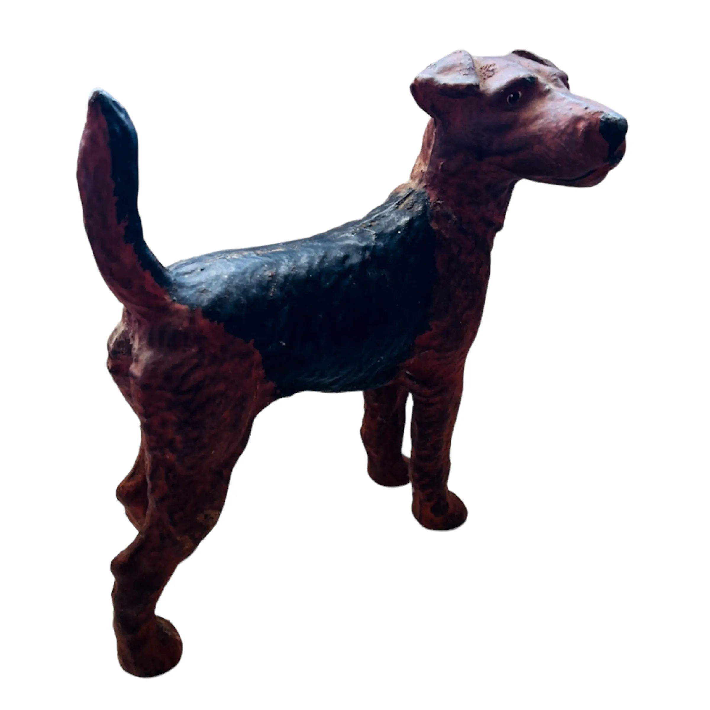 Antique Fox Terrier Cast Iron Doorstop Statue