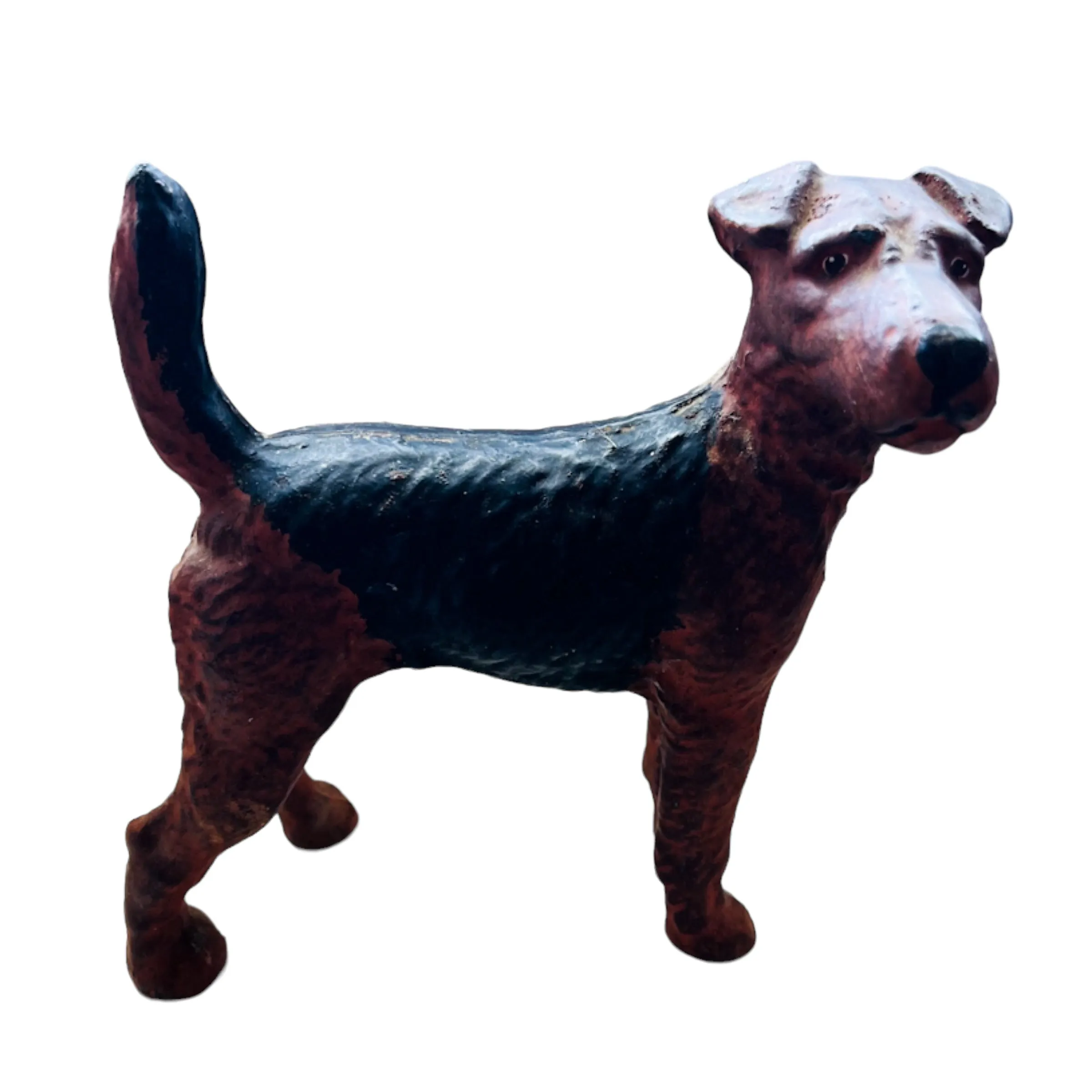 Antique Fox Terrier Cast Iron Doorstop Statue