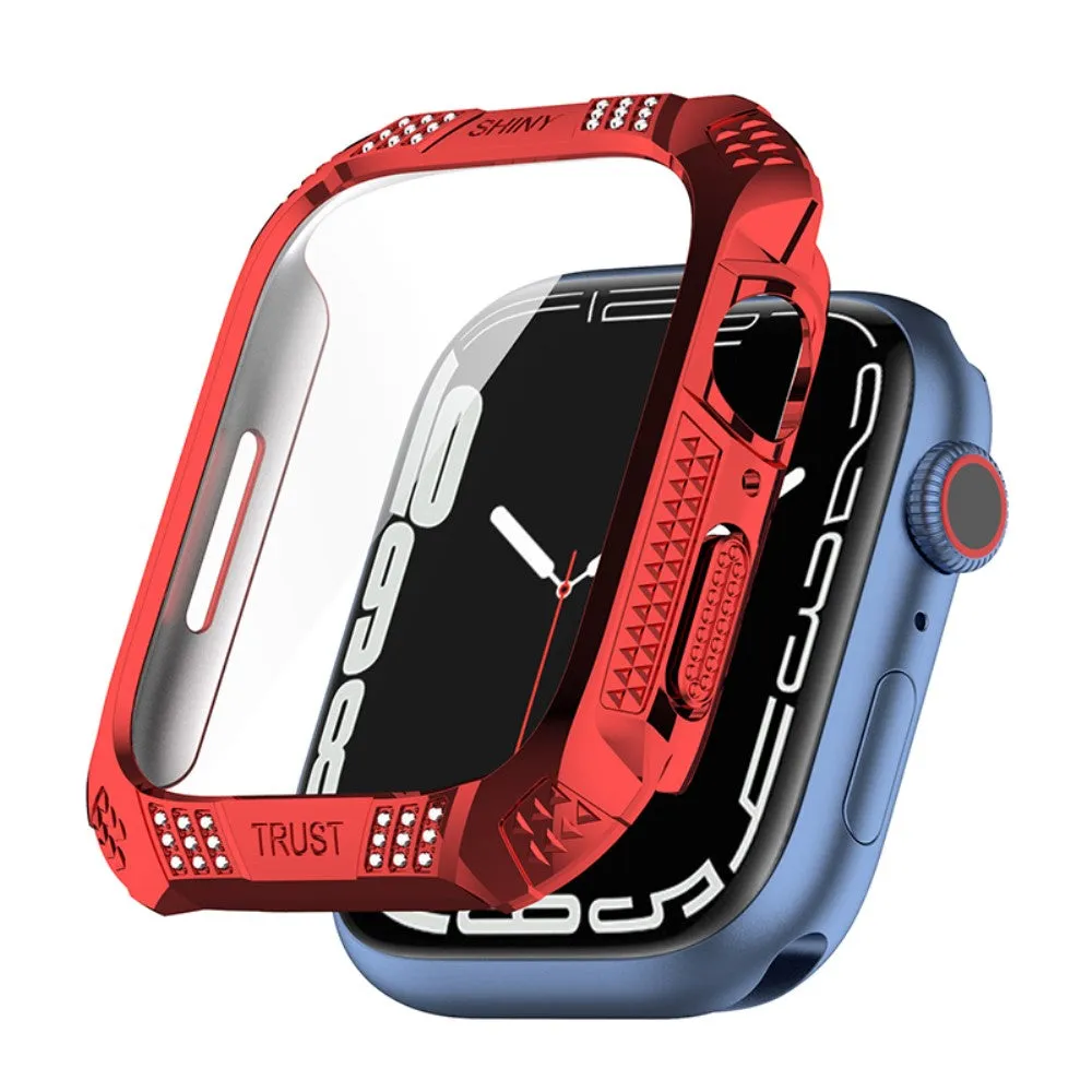 Apple Watch (41mm) rhinestone protective cover with tempered glass - Red