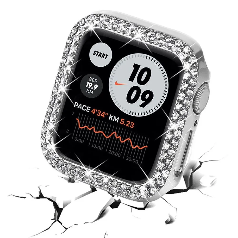 Apple Watch (45mm) rhinestone décor protective cover - Silver