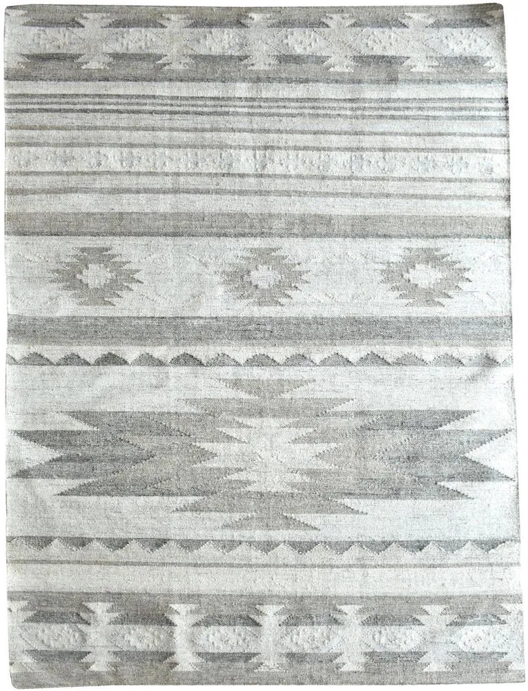 Arva Cream and Beige Modern Kilim Rug