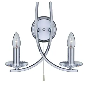 Ascona 2 Light Chrome Wall Light With Clear Glass Sconces