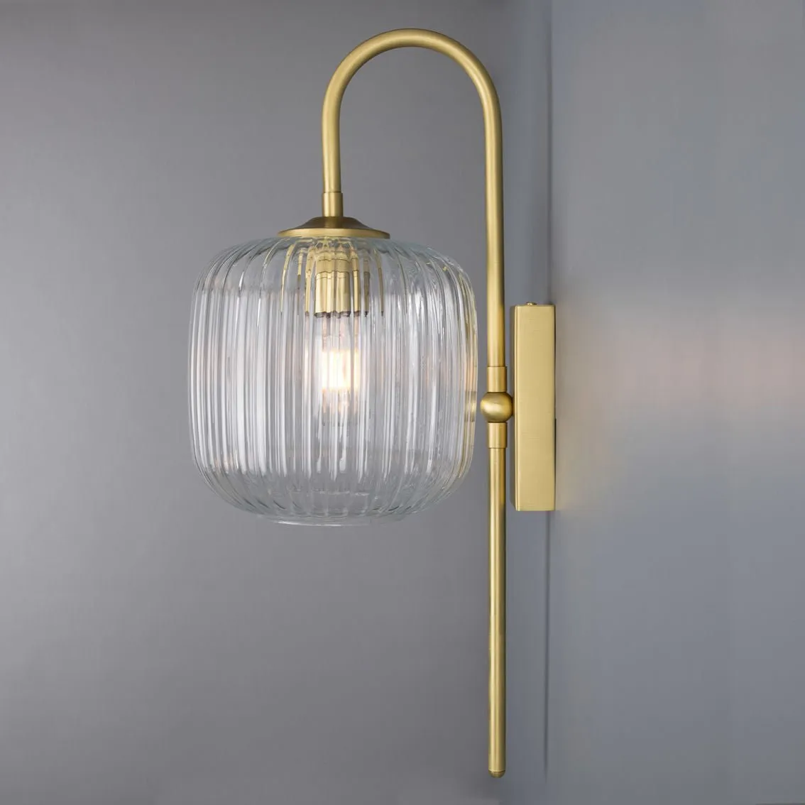 Astoria Reeded Glass and Brass Wall Light