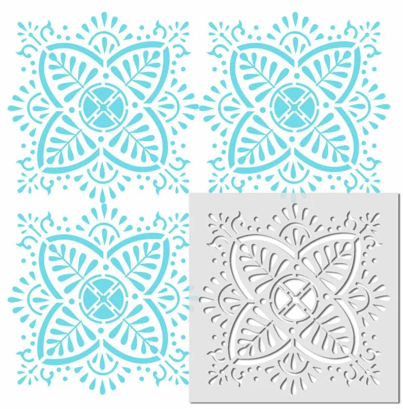 Traditional Balapur Indian Floral Design Stencil for Home Decorating