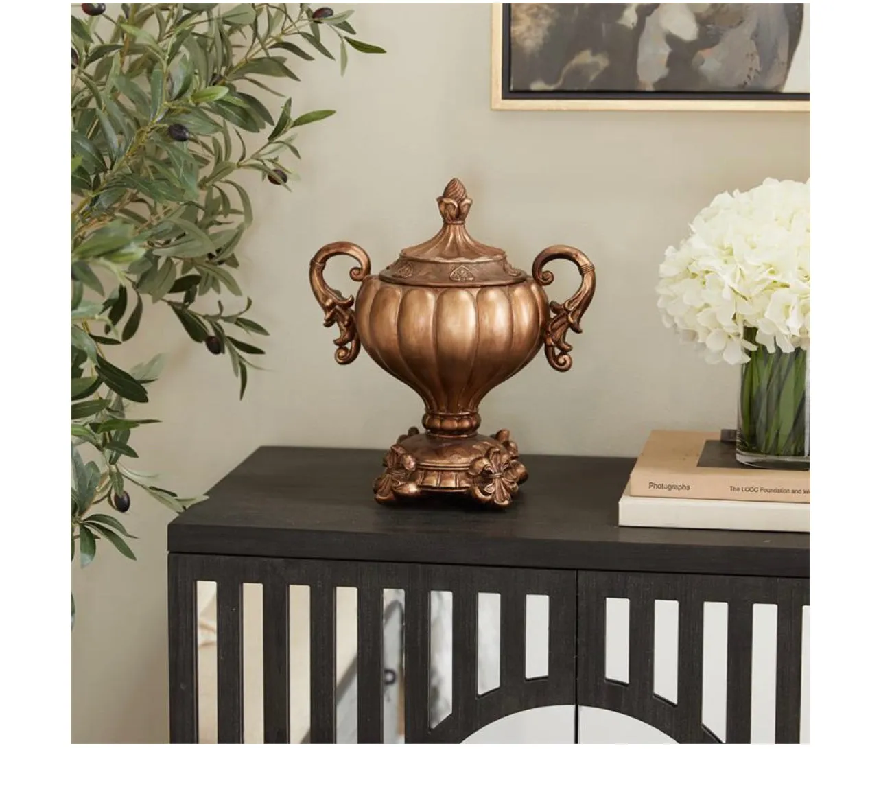 BRONZE POLYSTONE DECORATIVE JARS