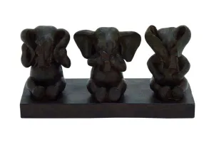 BROWN POLYSTONE ELEPHANT SCULPTURE