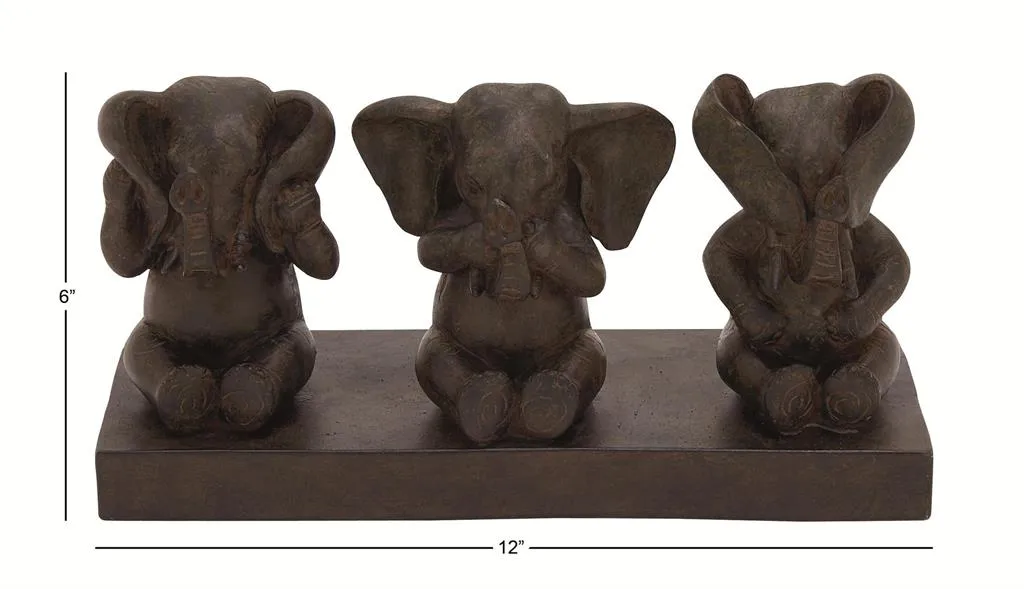 BROWN POLYSTONE ELEPHANT SCULPTURE