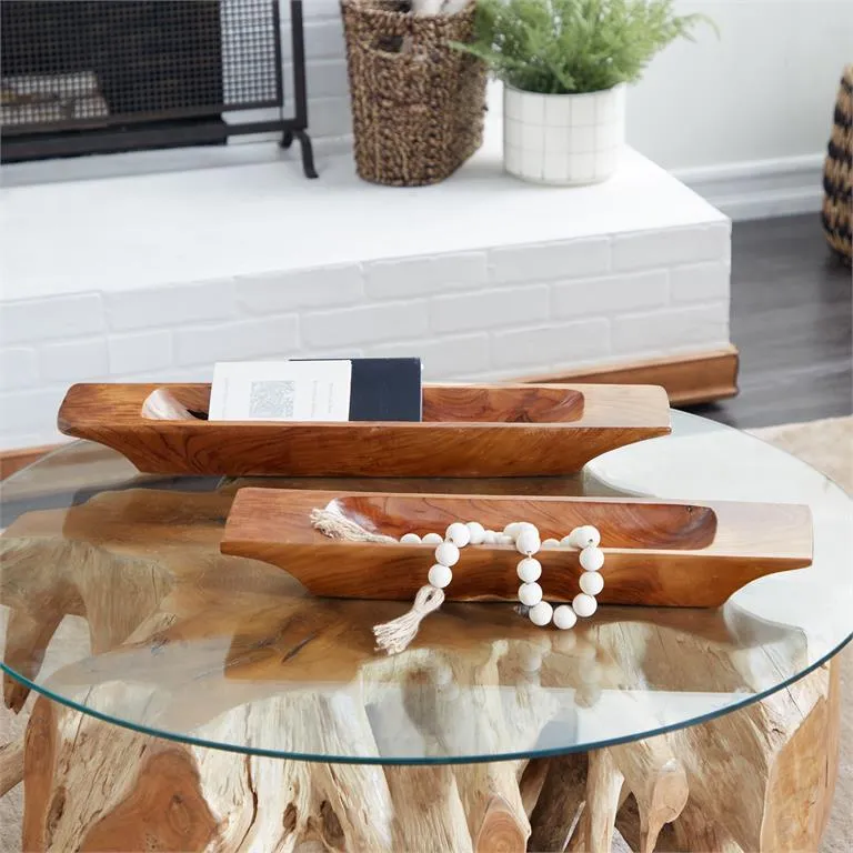 BROWN WOOD CONTEMPORARY TRAY