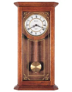 Bulova Cirrus - Chiming Pendulum Wall Clock - Solid Oak Case