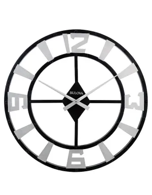 Bulova The Gotham Oversized Wall Clock - Silver & Black - 36 Inch Diameter