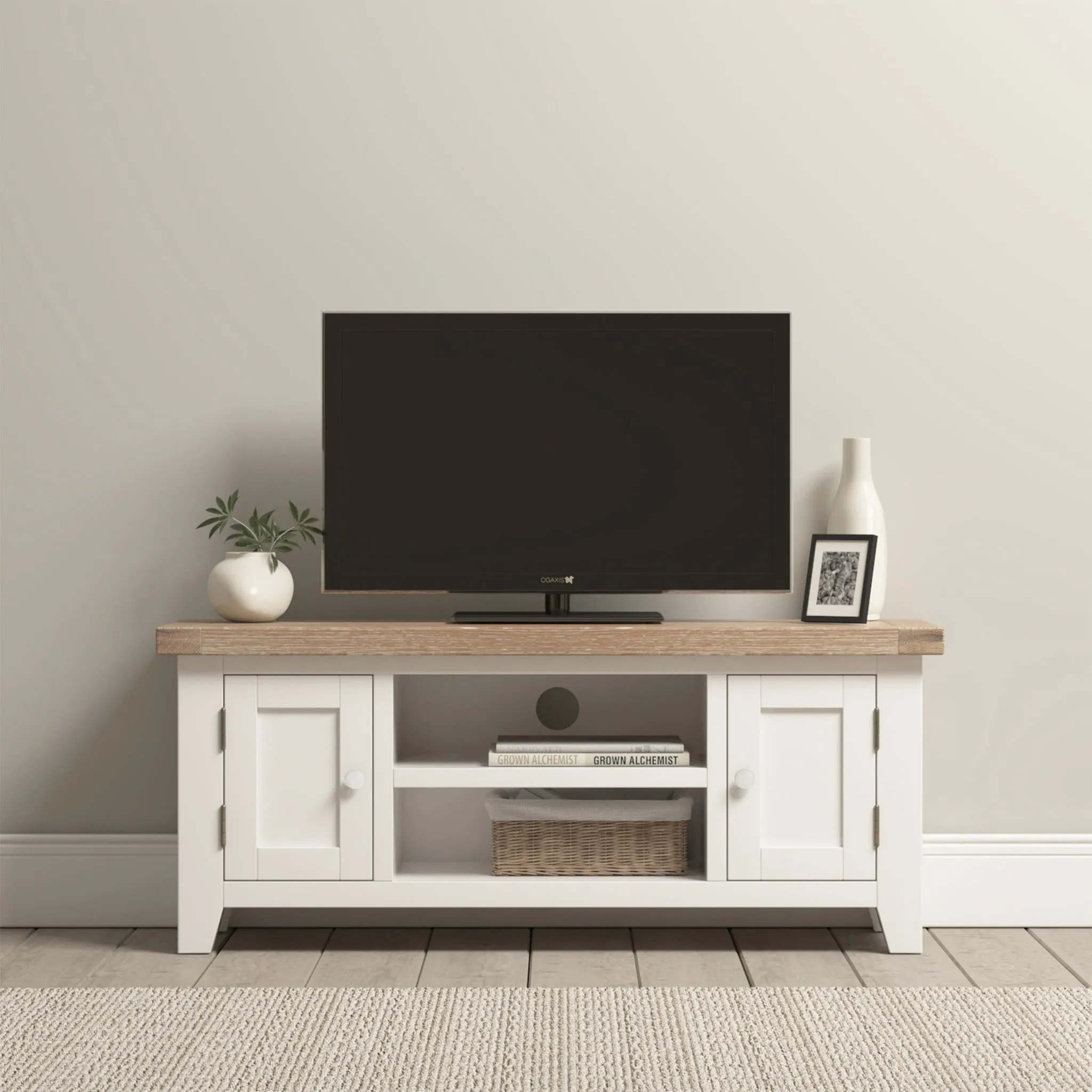 Burford 120cm Media Unit in Warm White