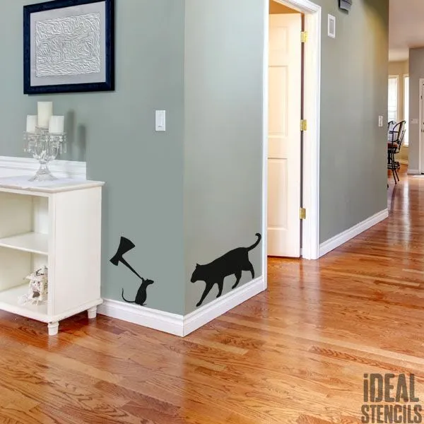 Cat & Mouse Decor Stencil