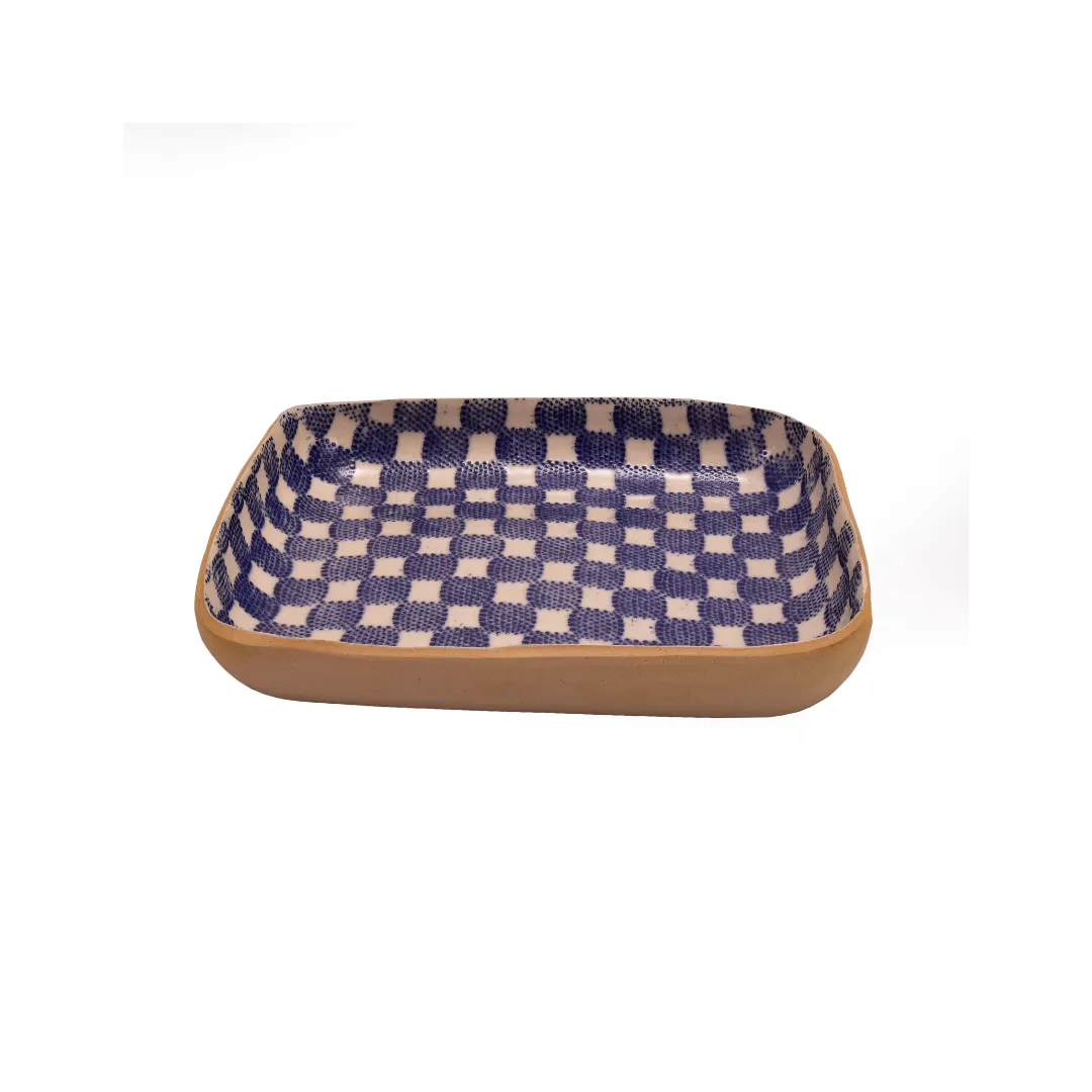 Checker Cobalt Tidbit Bowl