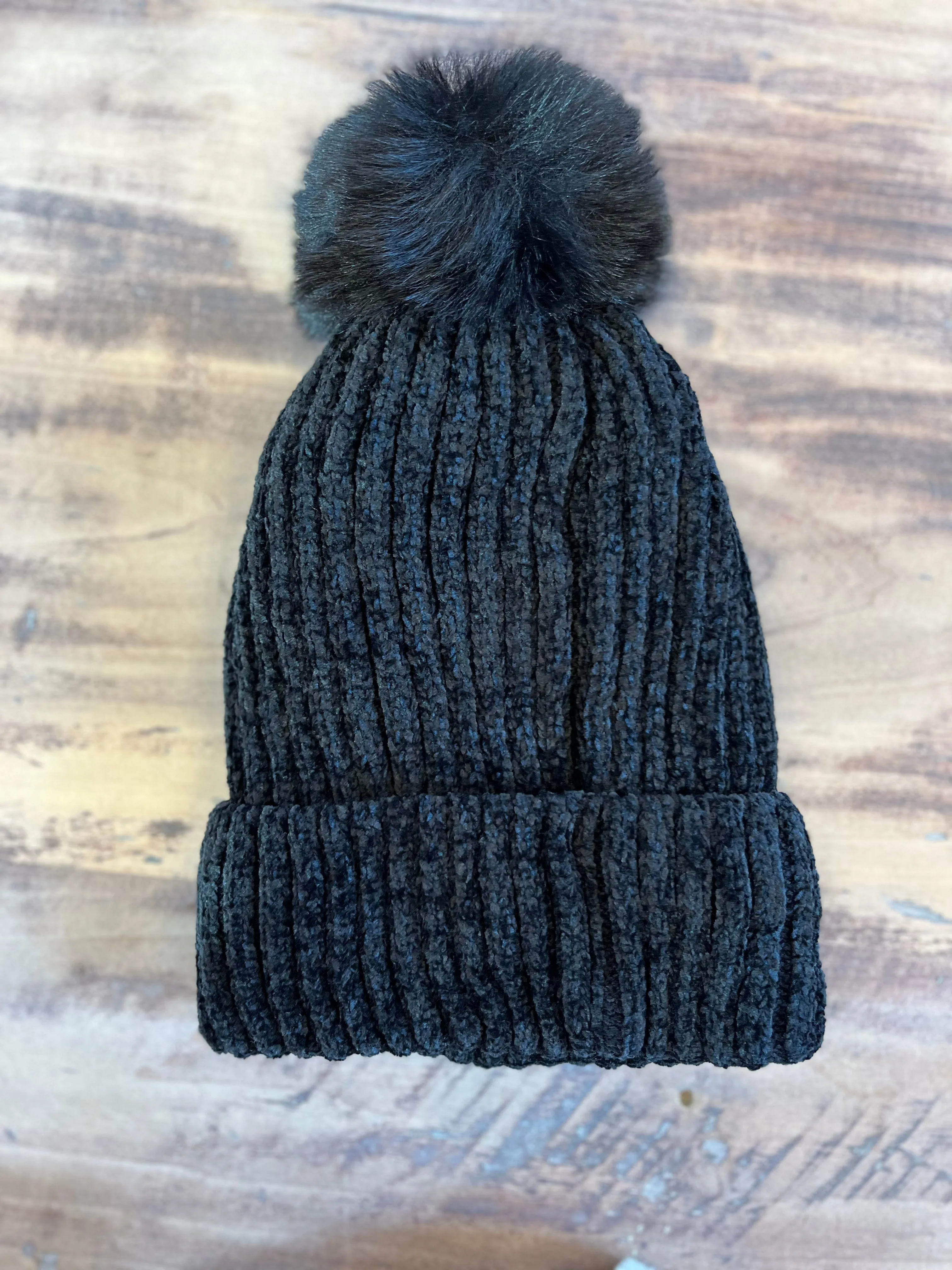 Chenille Pom Beanie