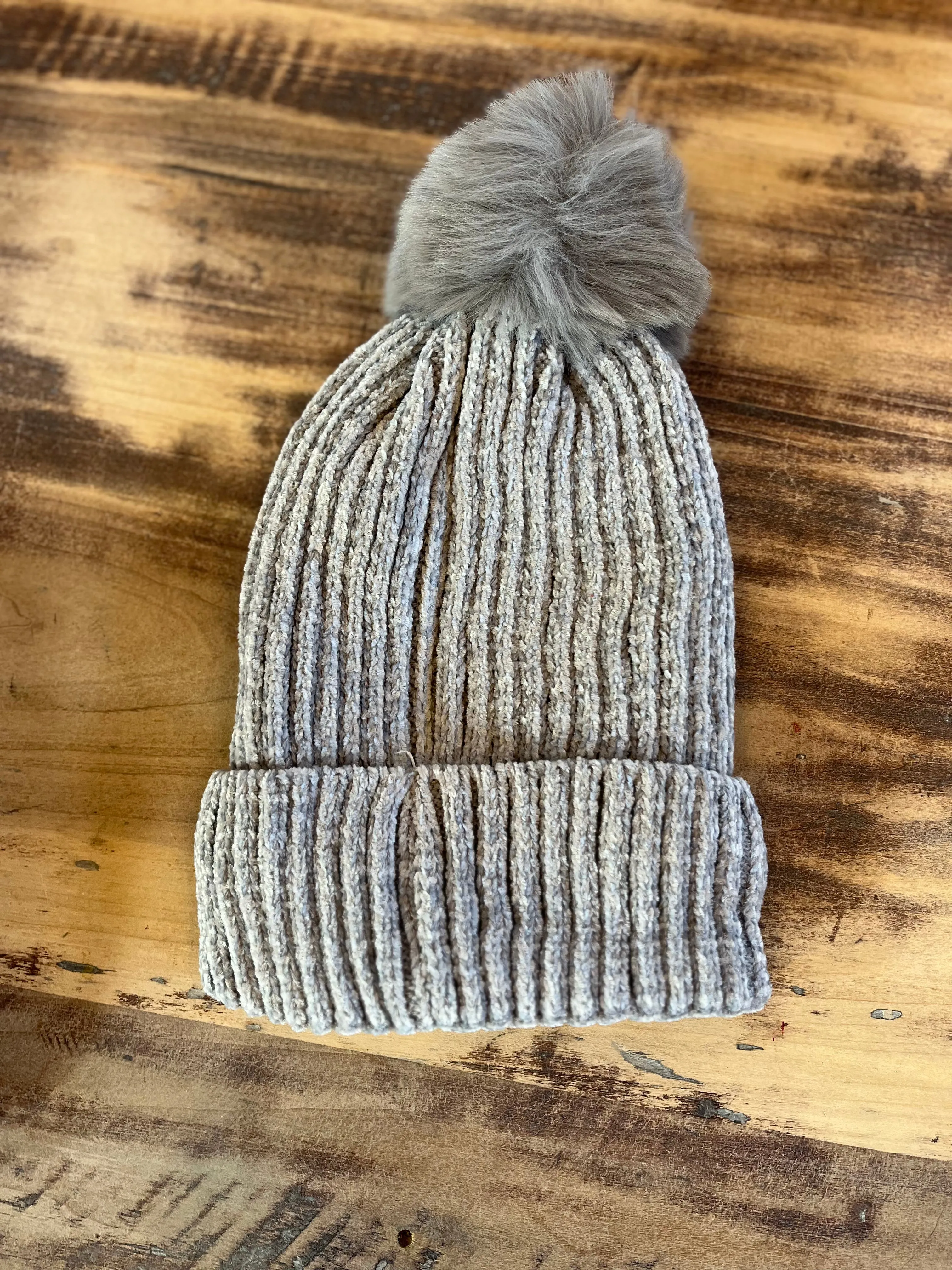 Chenille Pom Beanie