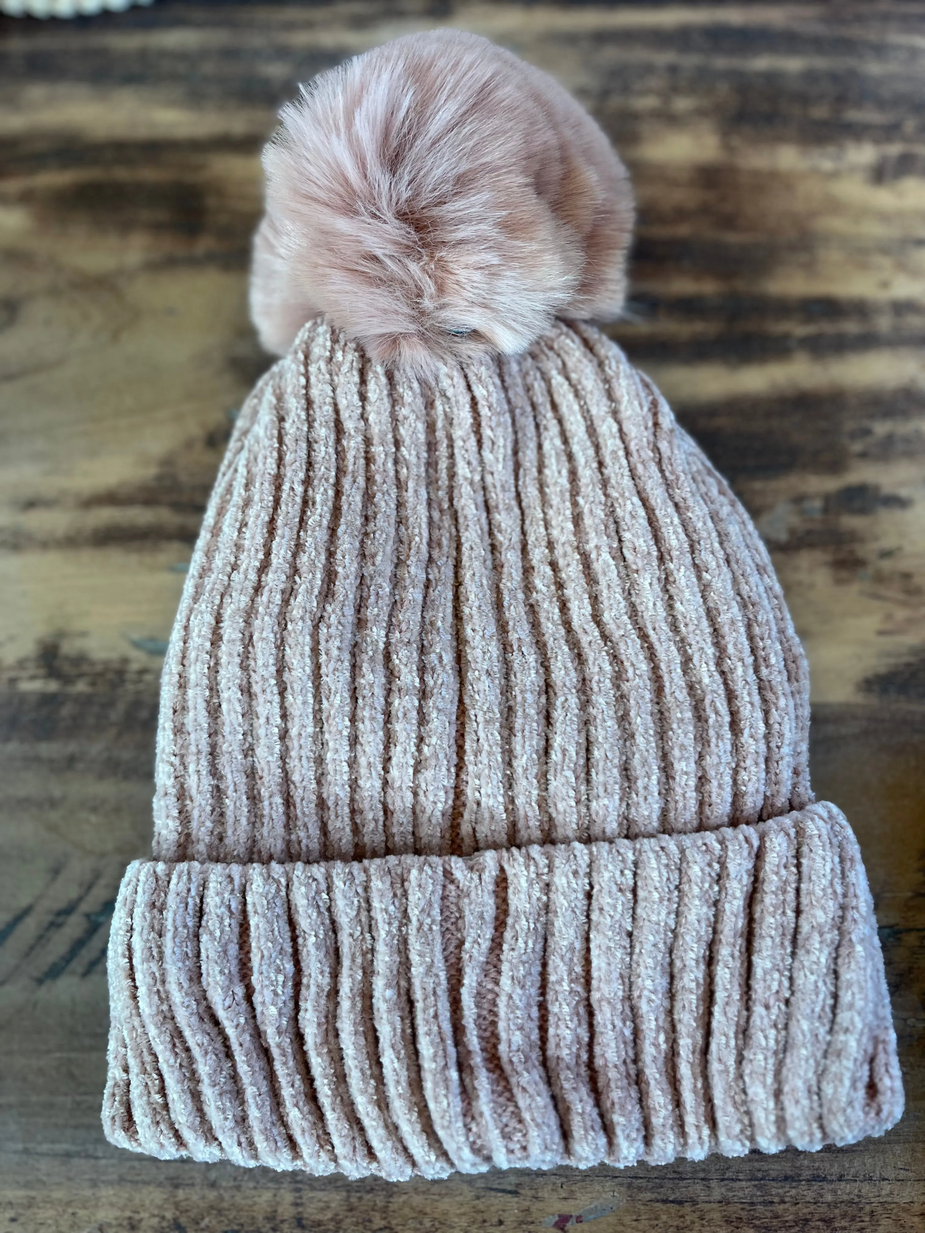 Chenille Pom Beanie