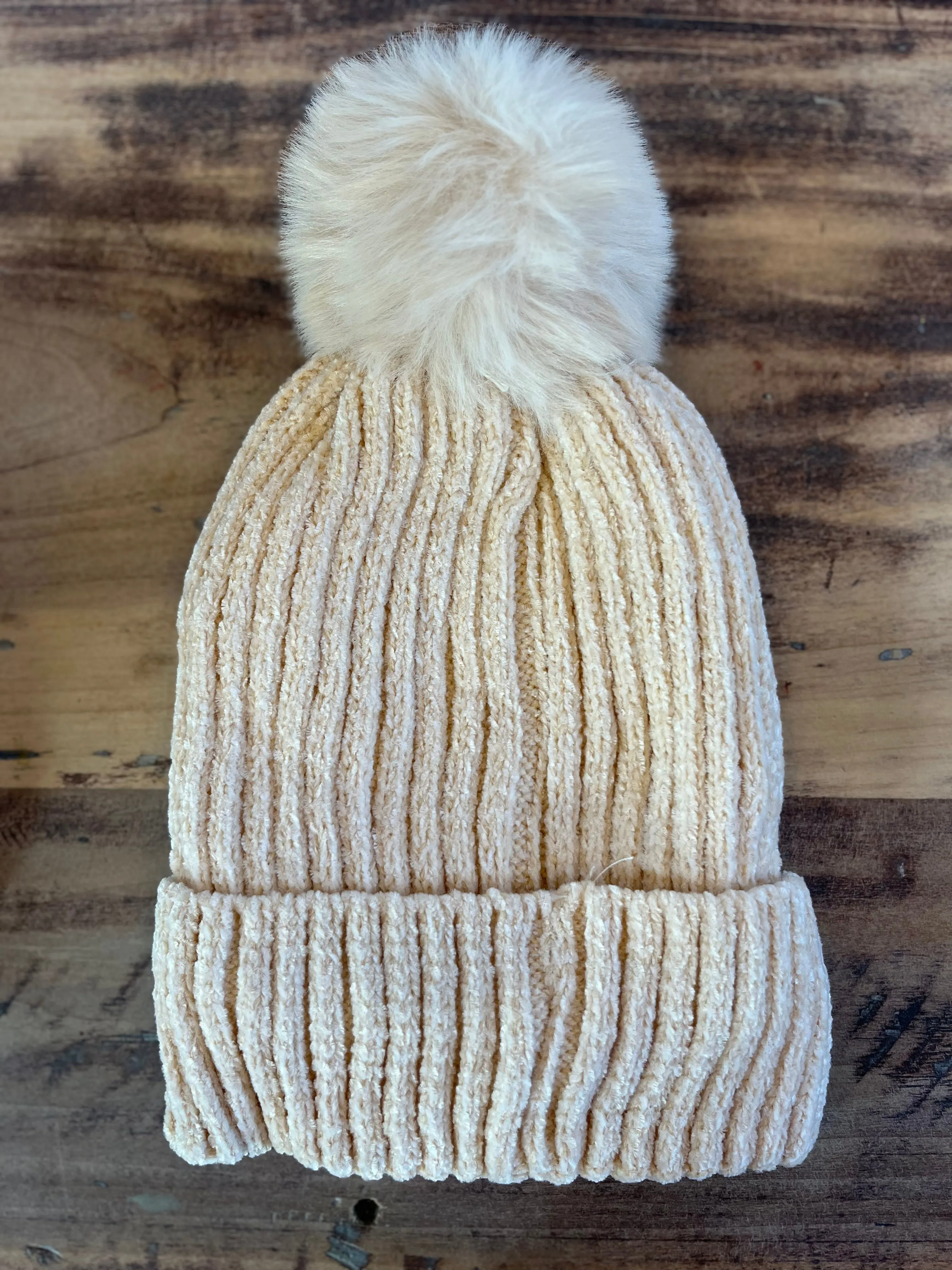 Chenille Pom Beanie