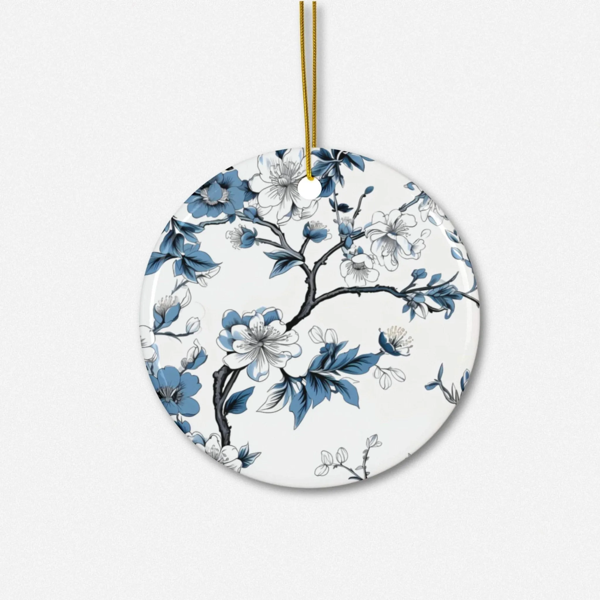 Chinoiserie Ornaments - Blue and White Floral Design - 20-Piece Set