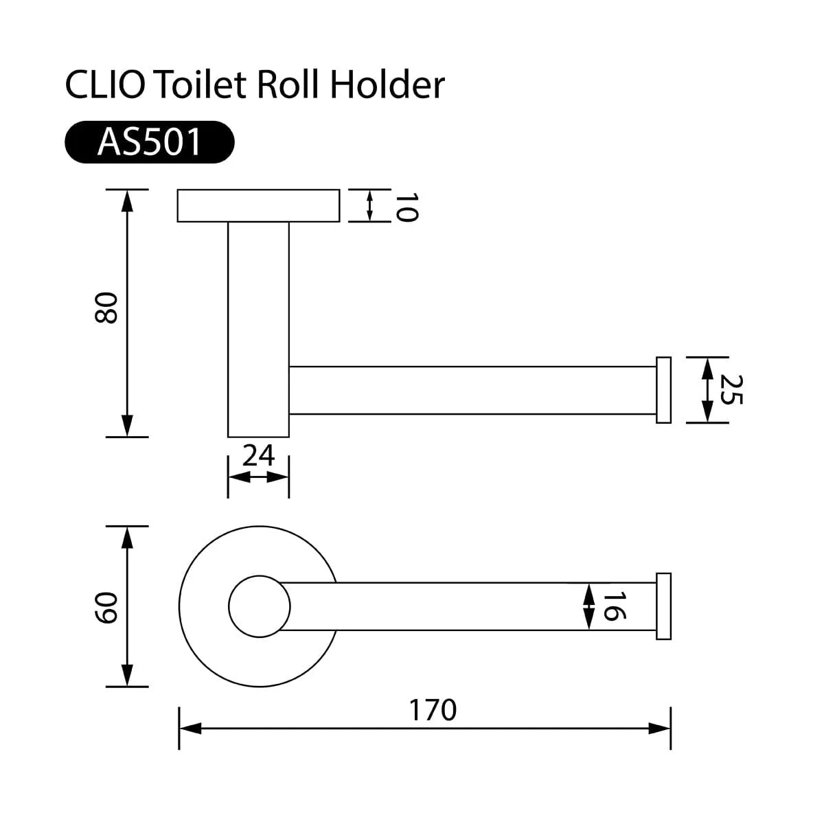 Clio Toilet Roll Holder Matte Black