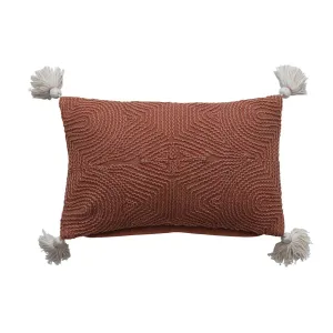 Cotton Embroidered Lumbar Pillow