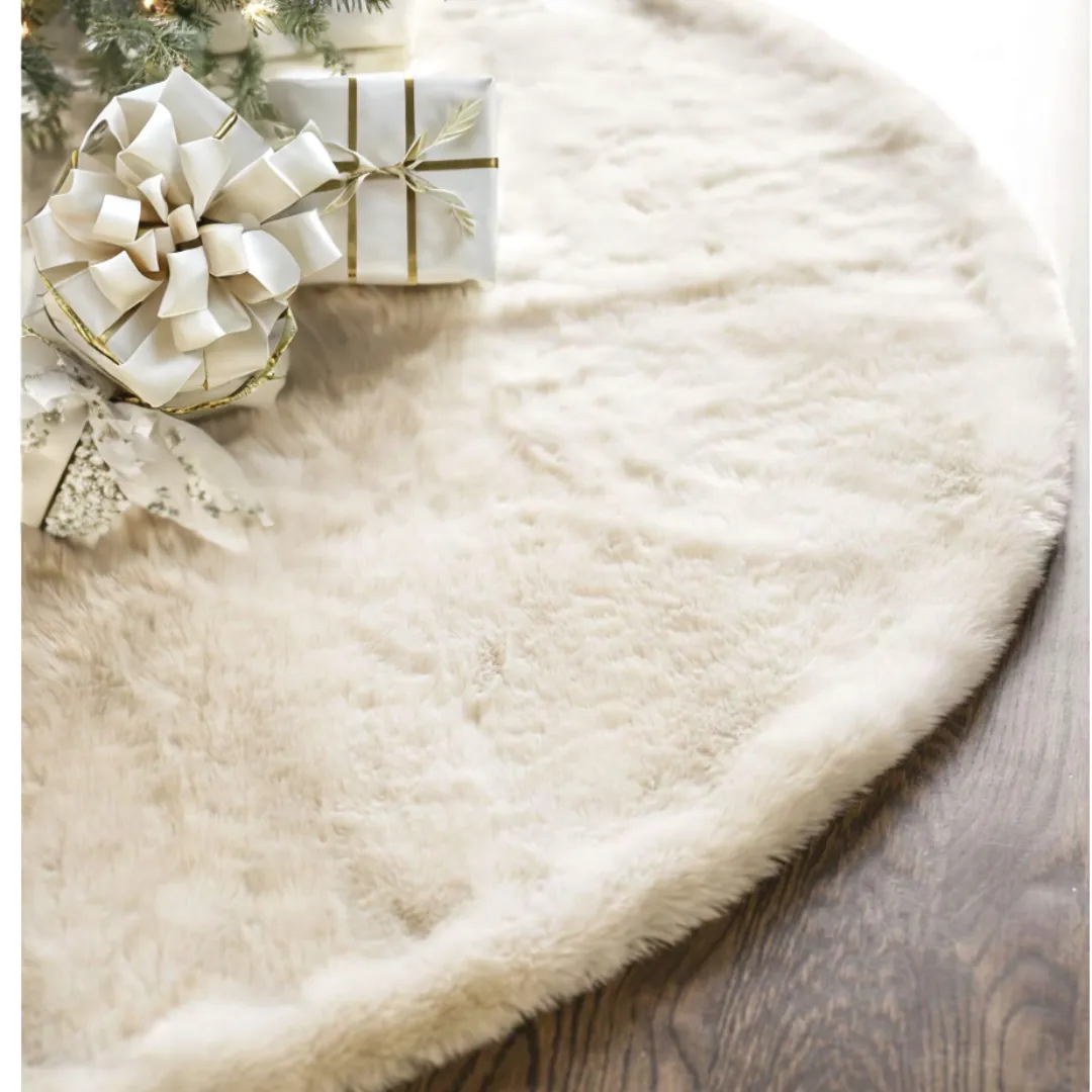 Cream Soft Faux Fur Tree Skirt - 50"