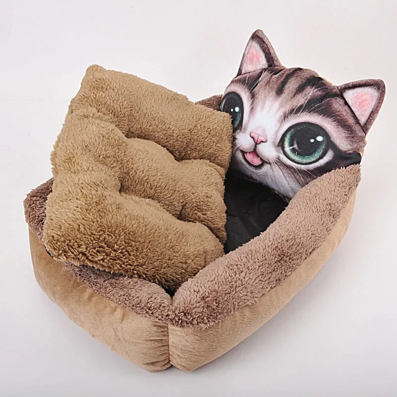 Cute Cartoon Cat Bed Removable And Washable Mat