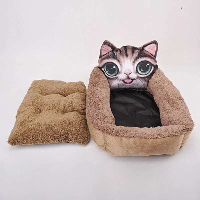 Cute Cartoon Cat Bed Removable And Washable Mat