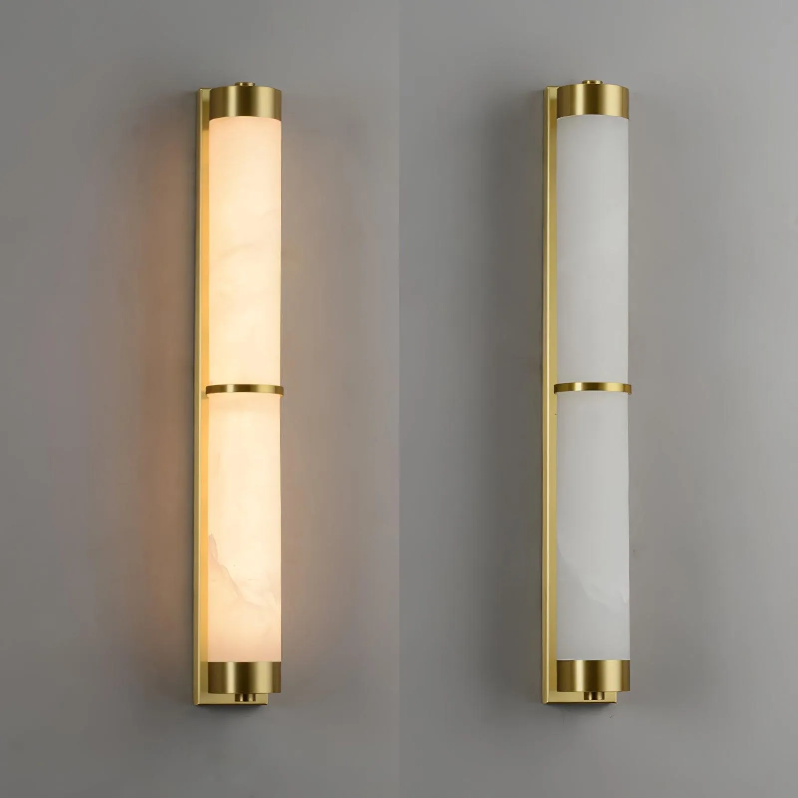 Cylindra Alabaster Brass Wall Light