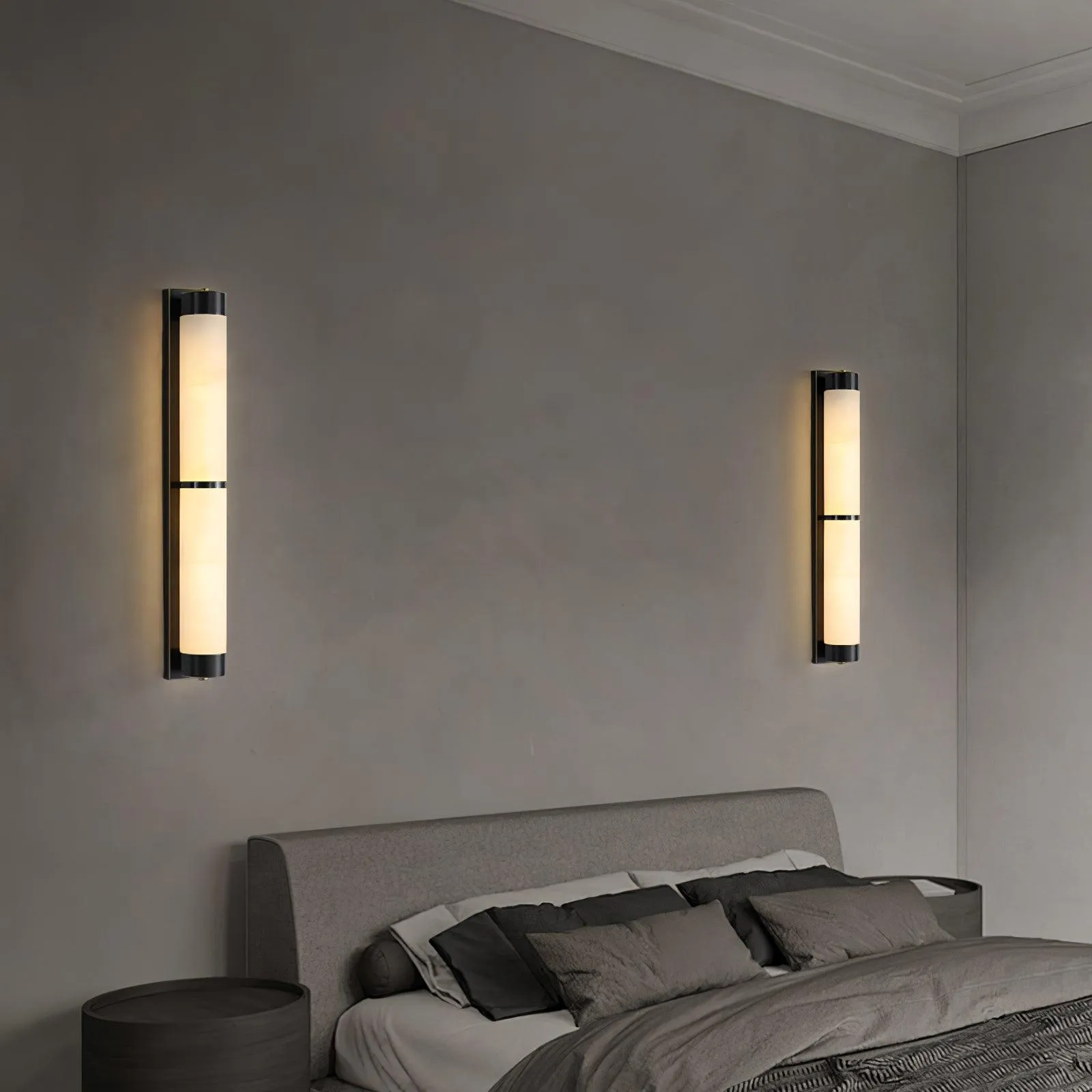 Cylindra Alabaster Brass Wall Light