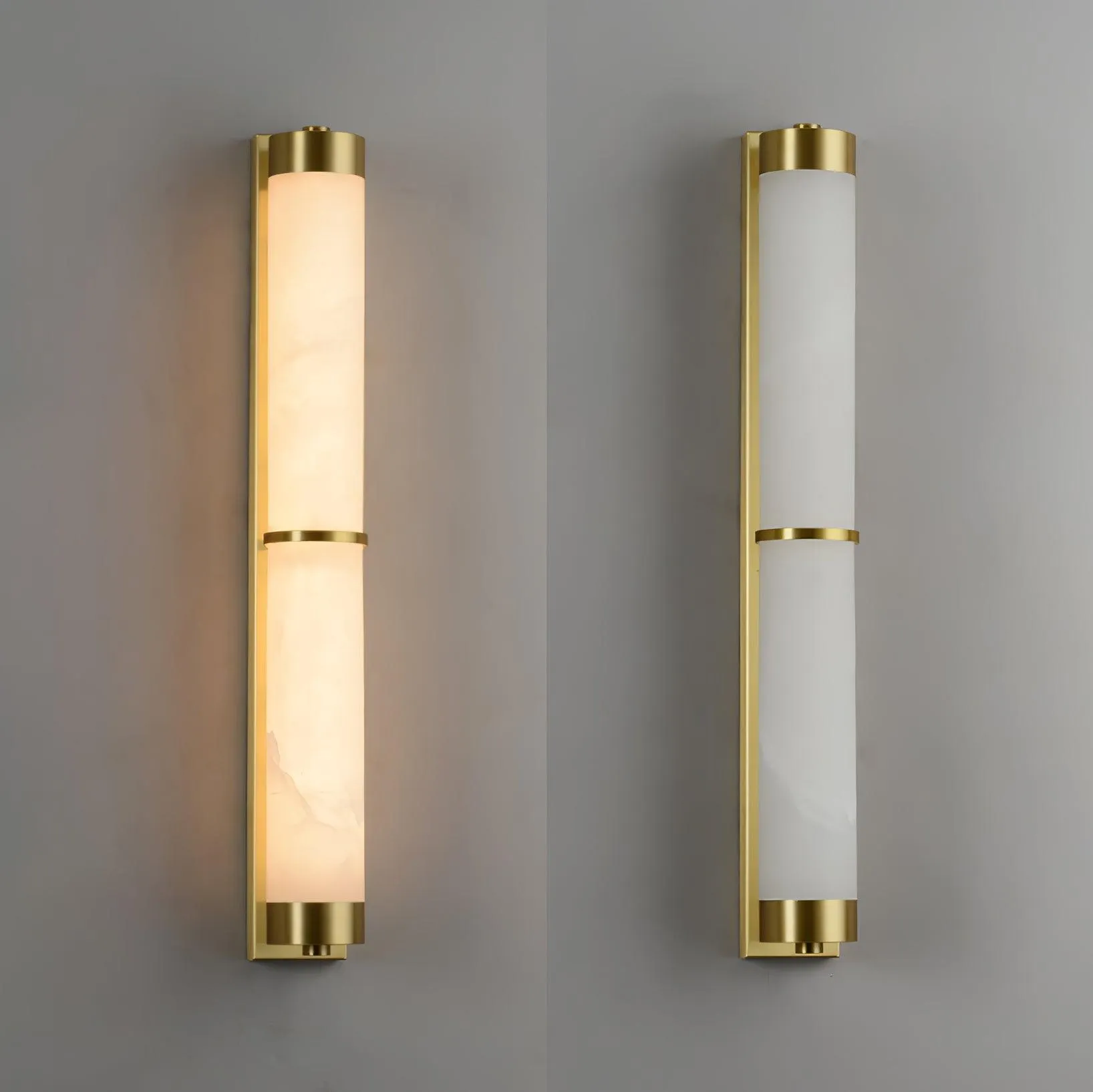 Cylindra Alabaster Brass Wall Light