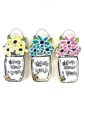 Daisy in Mason Jar Hanger-Asst Colors