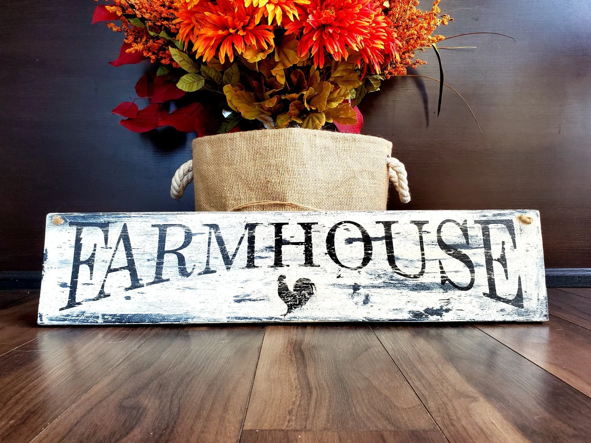 Distressed Wood Farmhouse Sign with Chalk Paint - Perfect for Home Decor and Rustic Charm