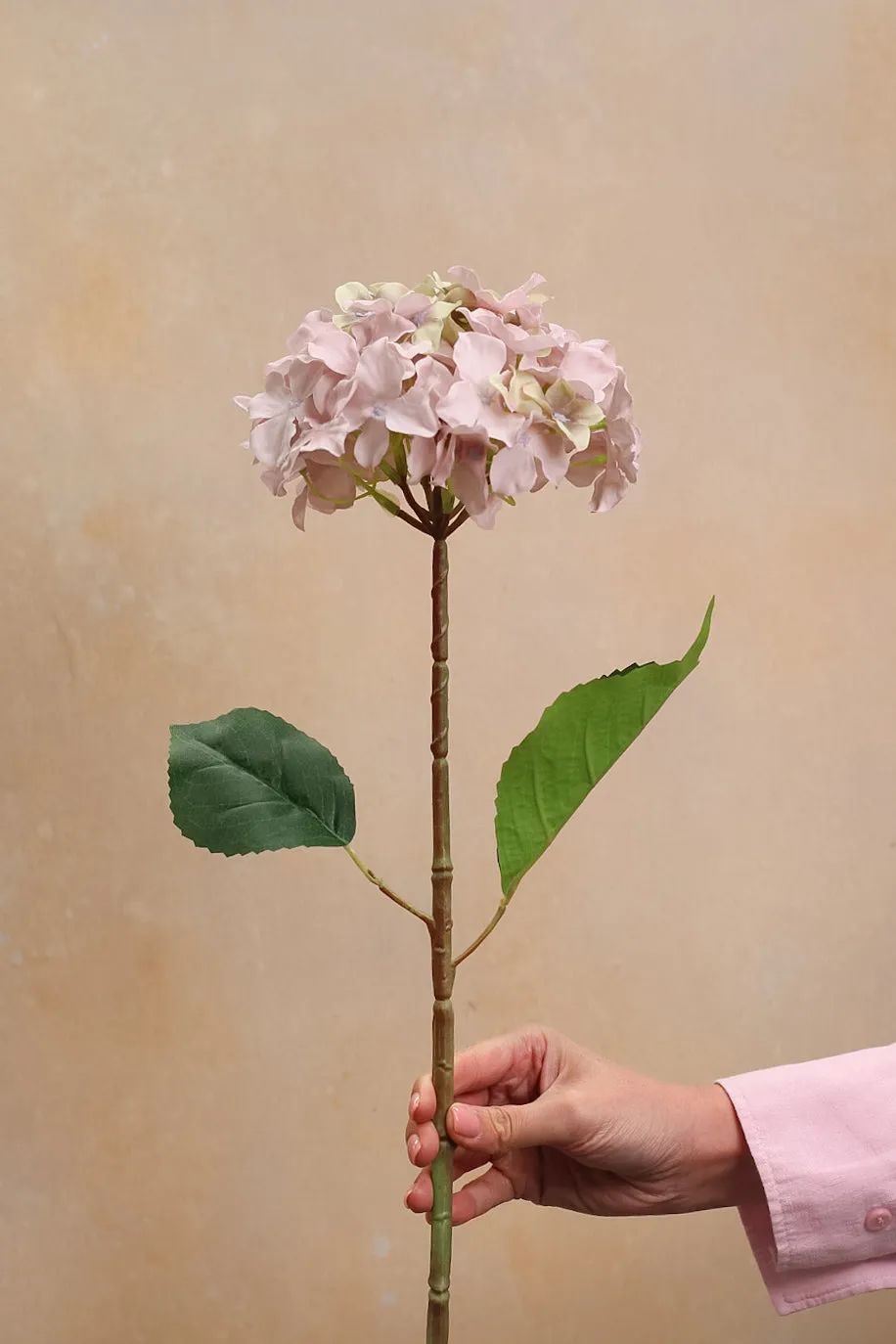 Faux Soft Blush Hydrangea Stem